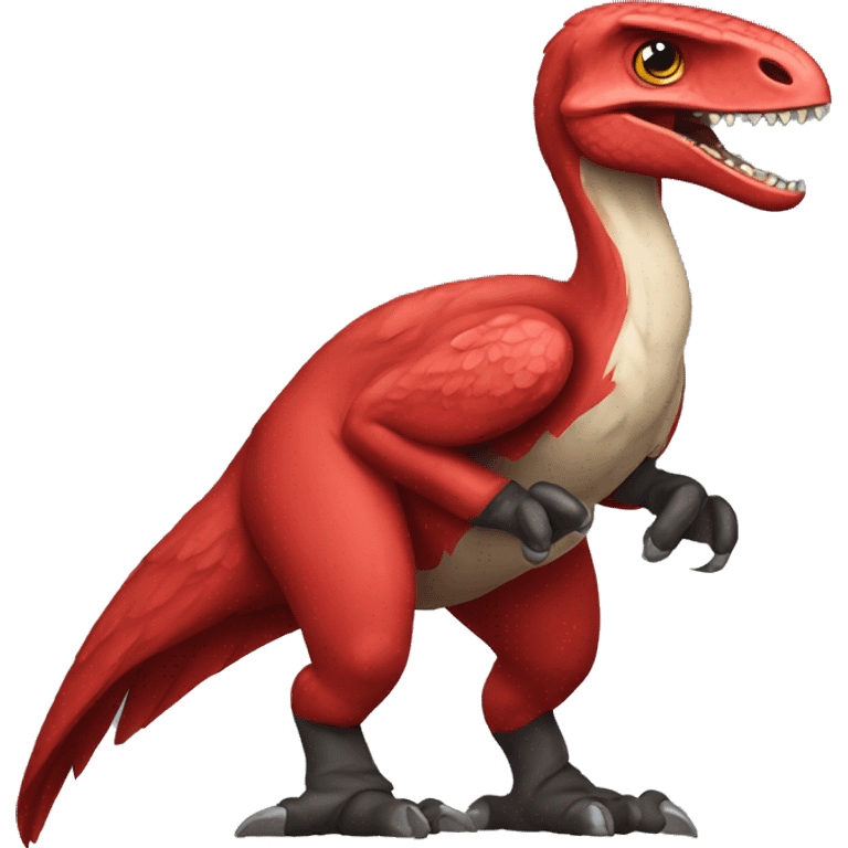 a red raptor juming emoji