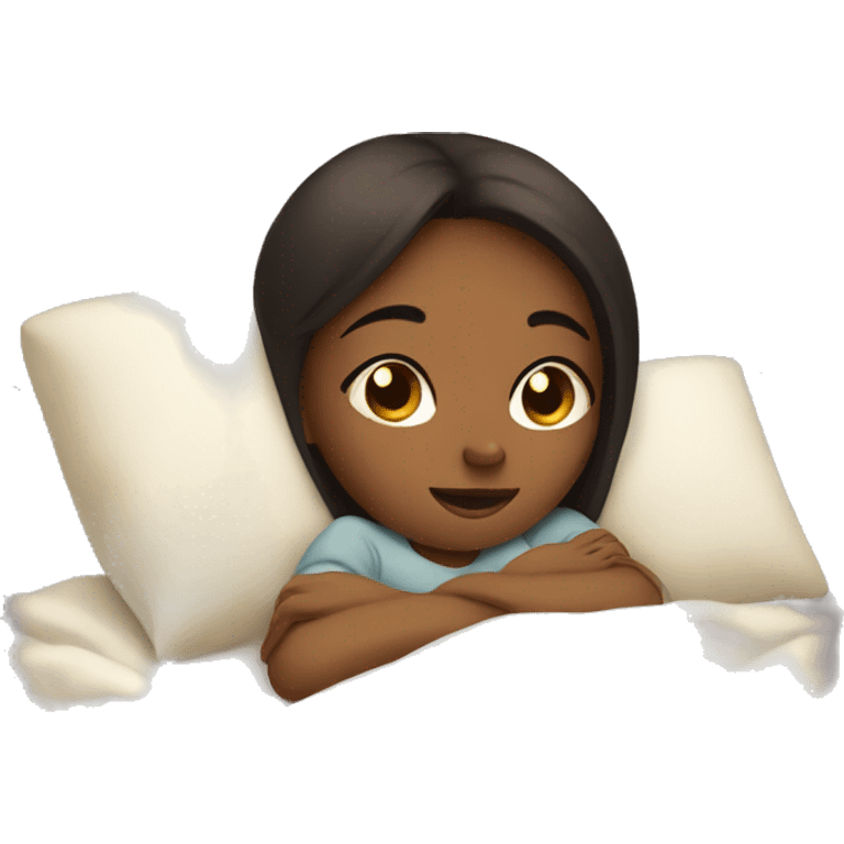 Girl snuggled in bed  emoji