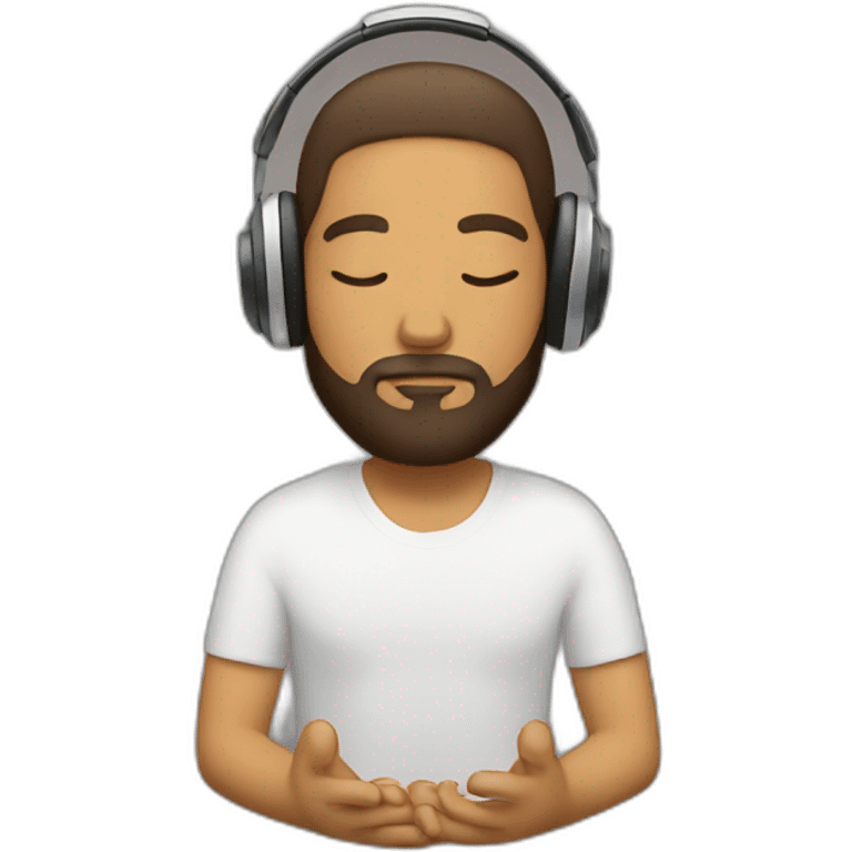 man with beard and headphones meditating emoji