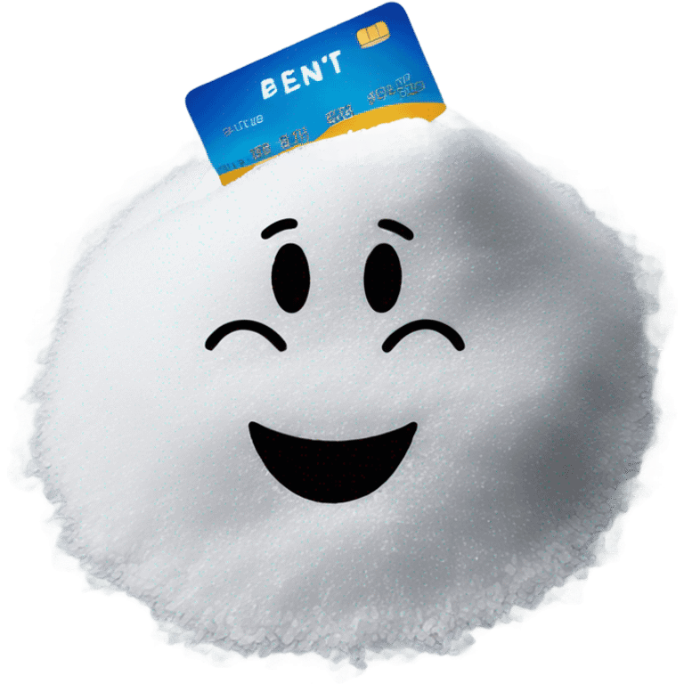 Smiley face behind pile of white salt holding a credit card  emoji