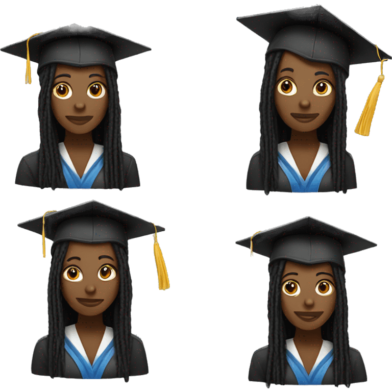 black woman with dreadlocks graduation cap emoji