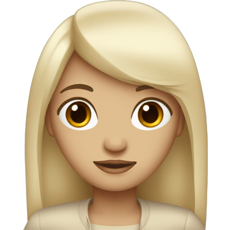 lady with long Black hair beige clothes and bangs emoji