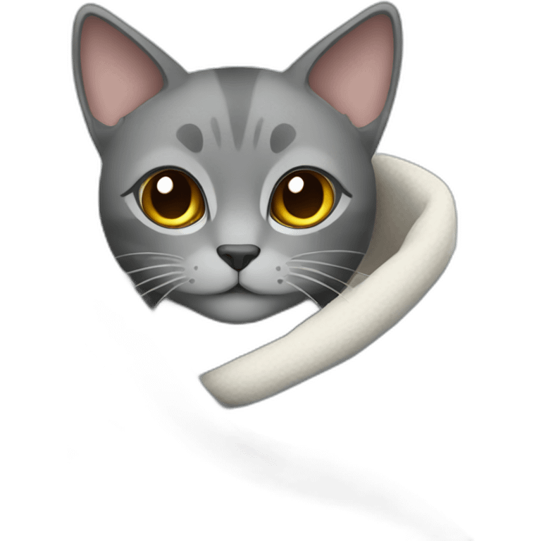 gray cat wrapped in a blanket emoji