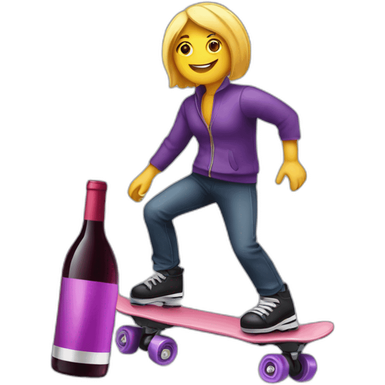 Wine with roller skater emoji