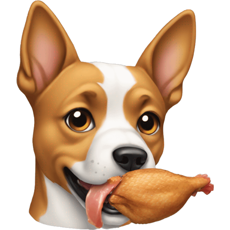 Dog eating chicken emoji