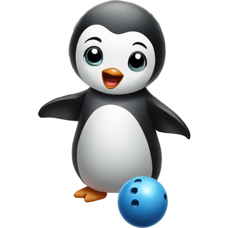 Baby penguin playing bowling emoji