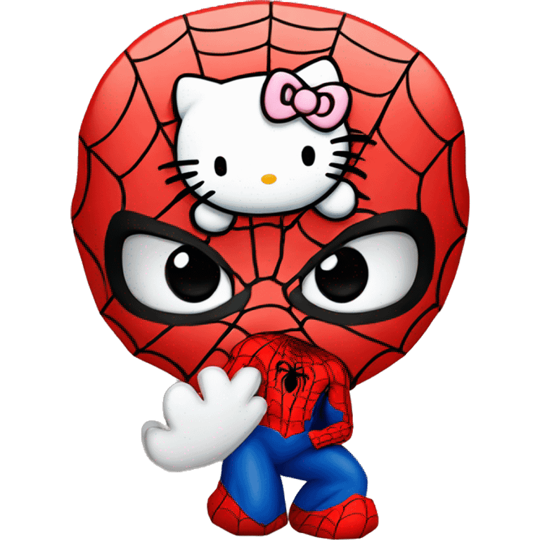 Hello kitty kissing Spiderman  emoji