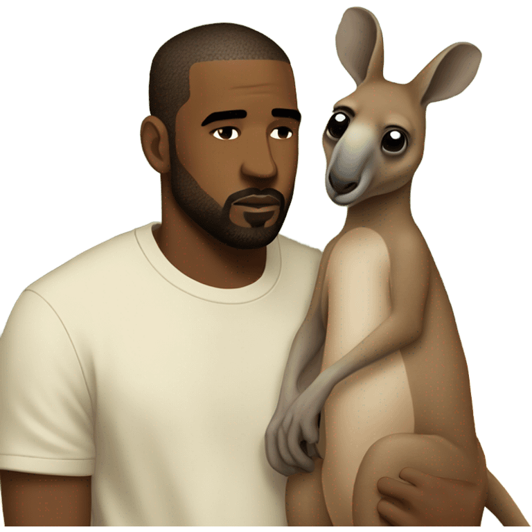 kangaroo hugging kanye west emoji