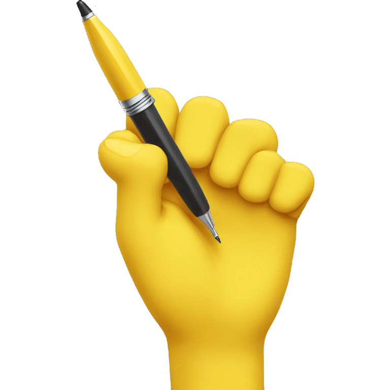 yellow hand offering a pen emoji