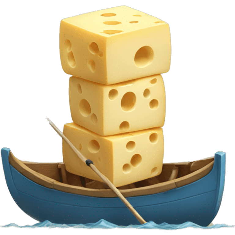 cheese cube rowing a boat emoji