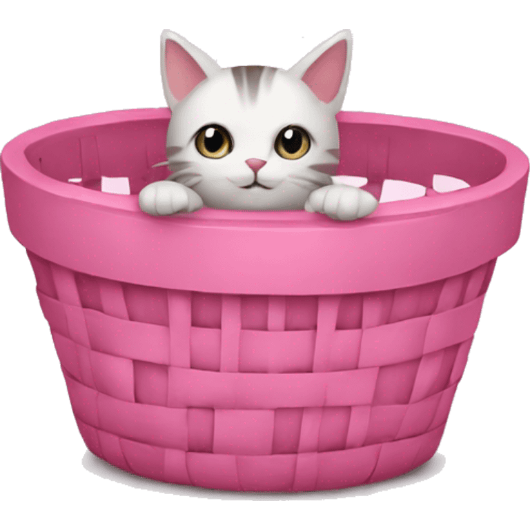 Small pink basket with a cat inside emoji