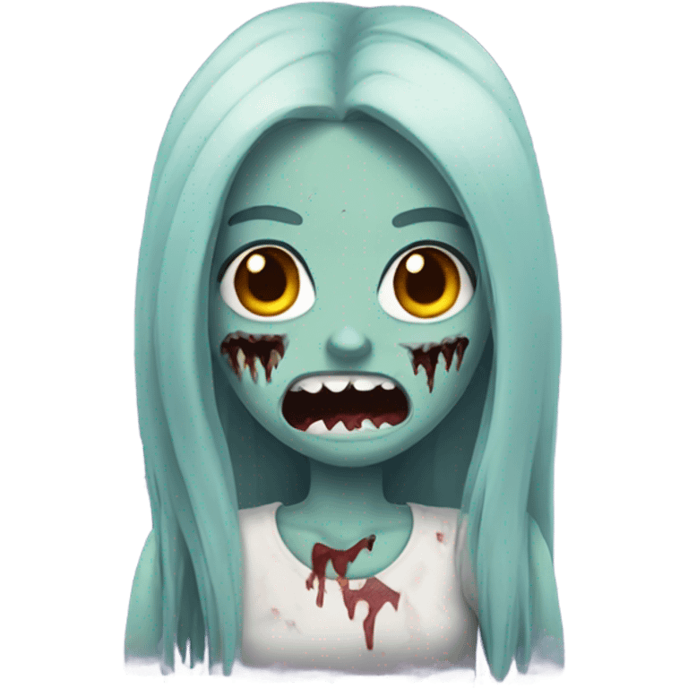 girl zombie with dark long hair with teeth emoji