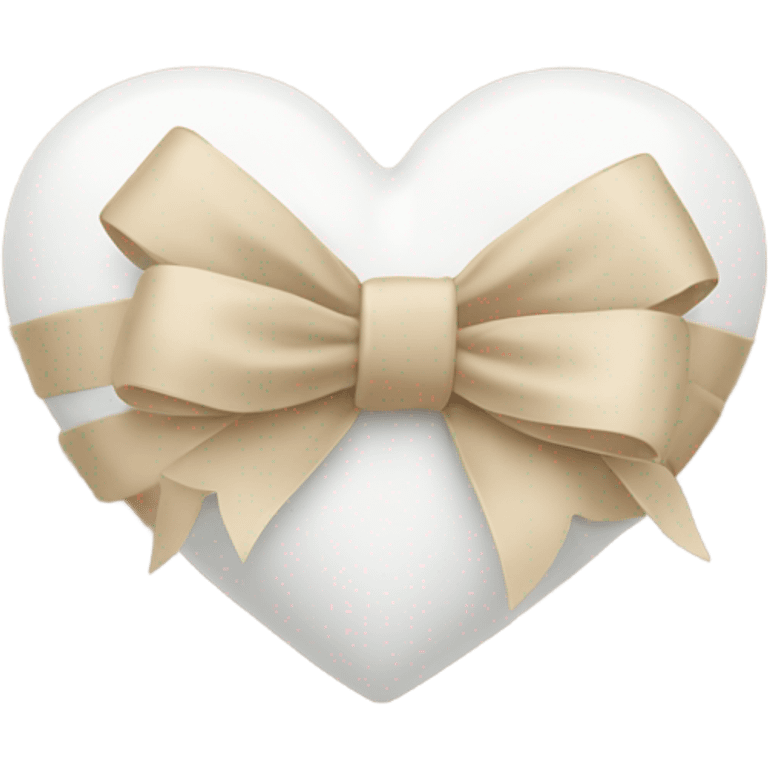 white heart with beige bow emoji