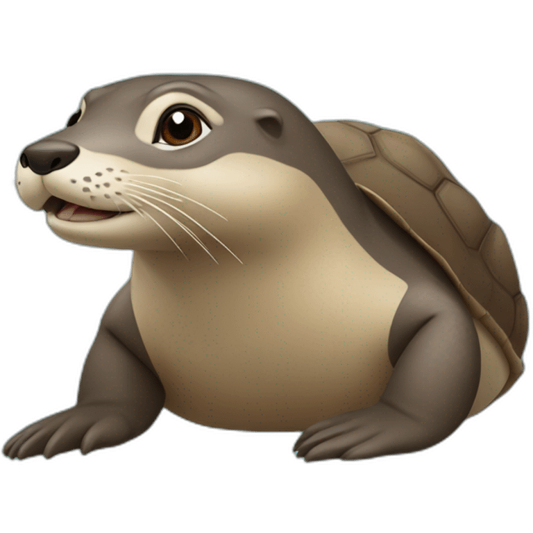 Une loutre sur une tortue emoji