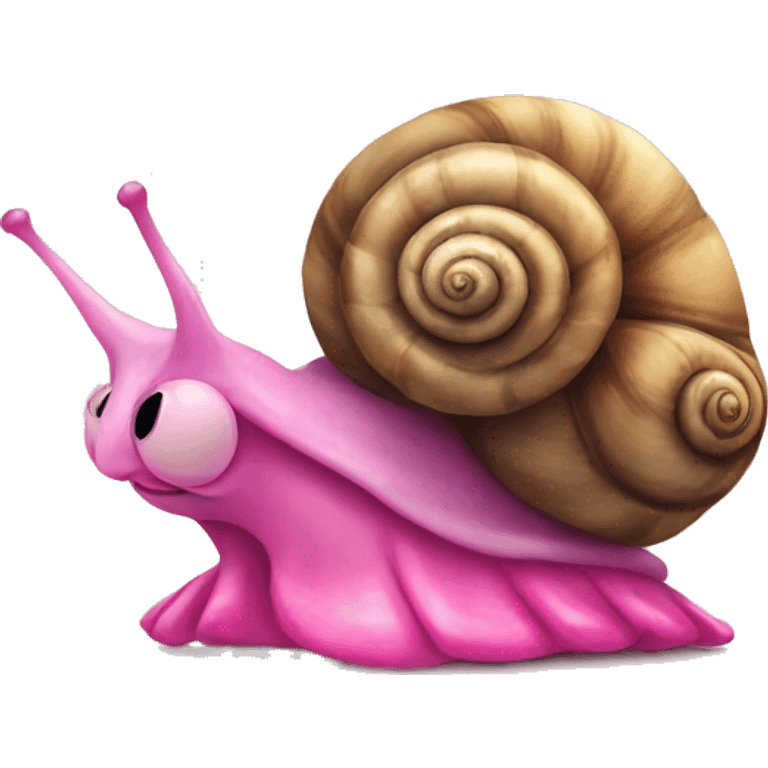 A snail with two eyes with a pink bow ontop of the shell emoji