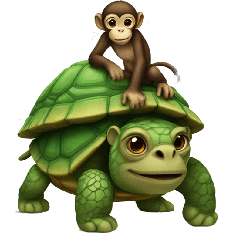 A monkey on top of a turtle emoji