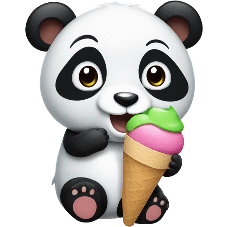 Panda eating ice cream emoji