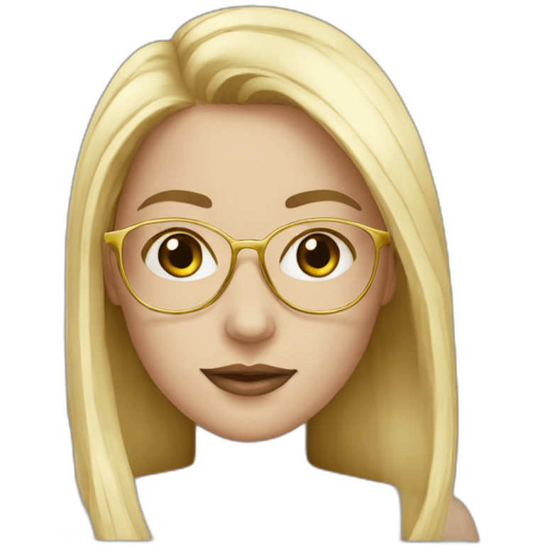 white girl with gold glasses emoji