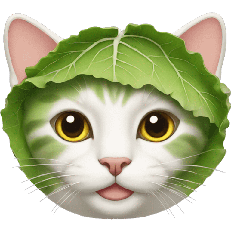 cat with cabbage leaf on its head emoji