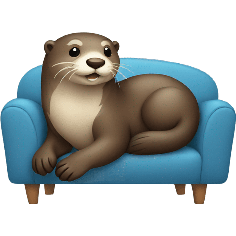 happy otter sitting on a blue sofa emoji