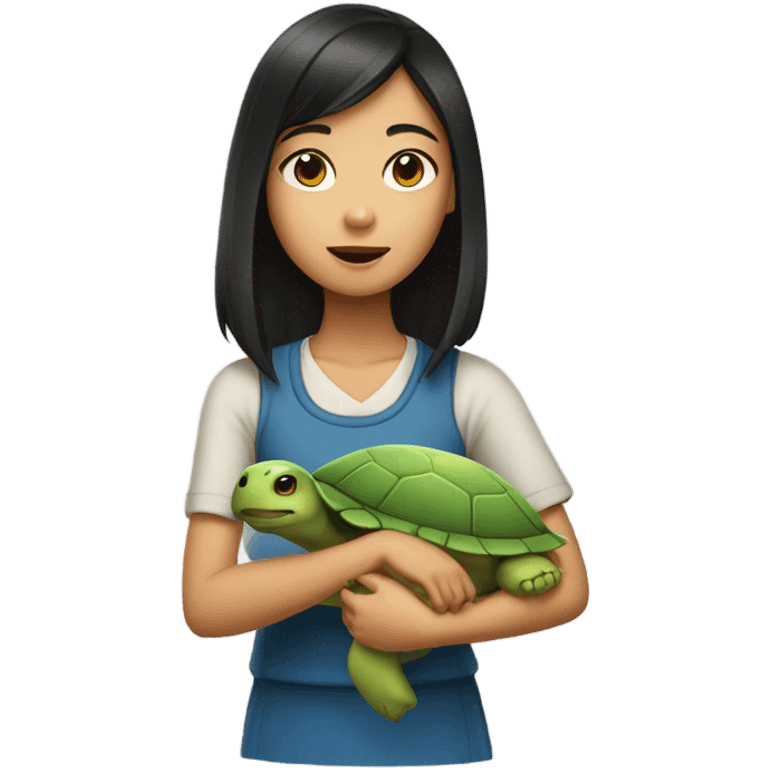 an asian girl but instead of a human body she has the body of a turtle emoji