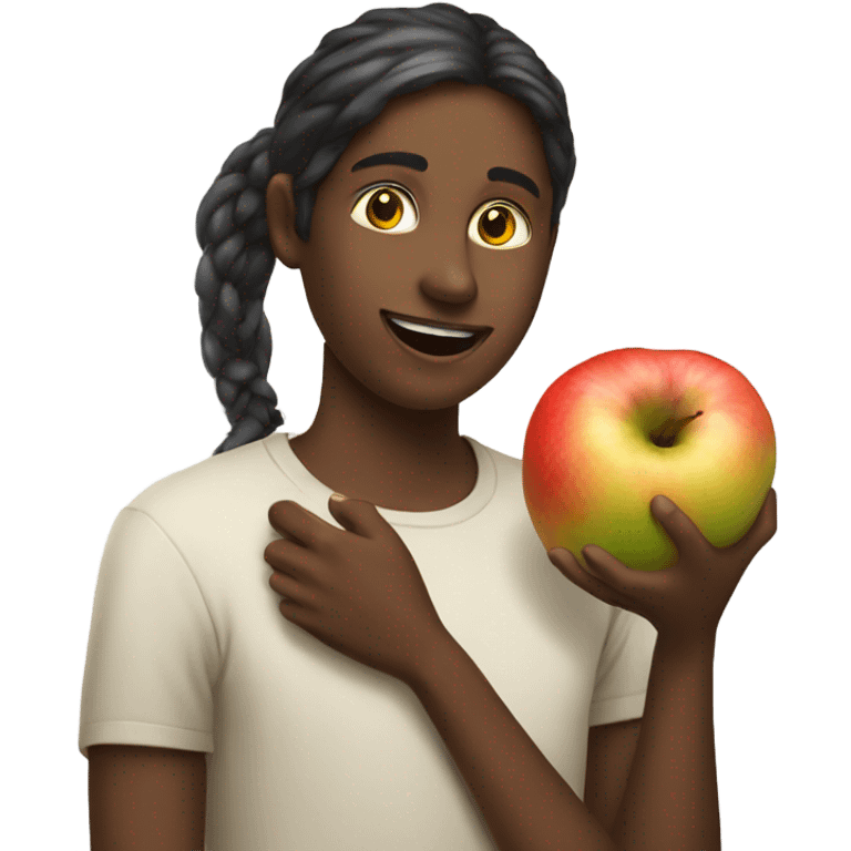 Girl giving man fruit  emoji