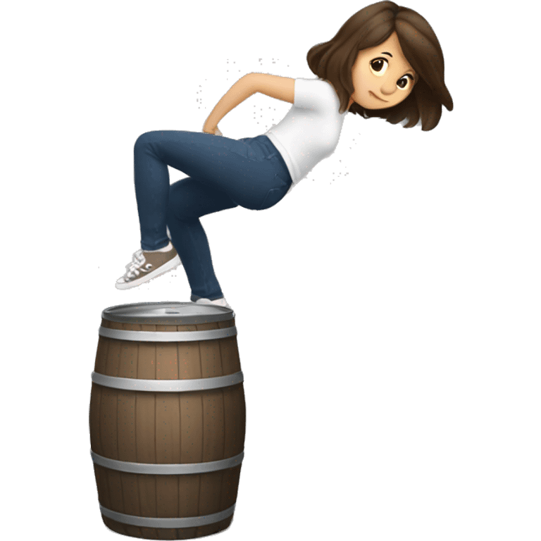 girl with brown hair doing a keg stand emoji