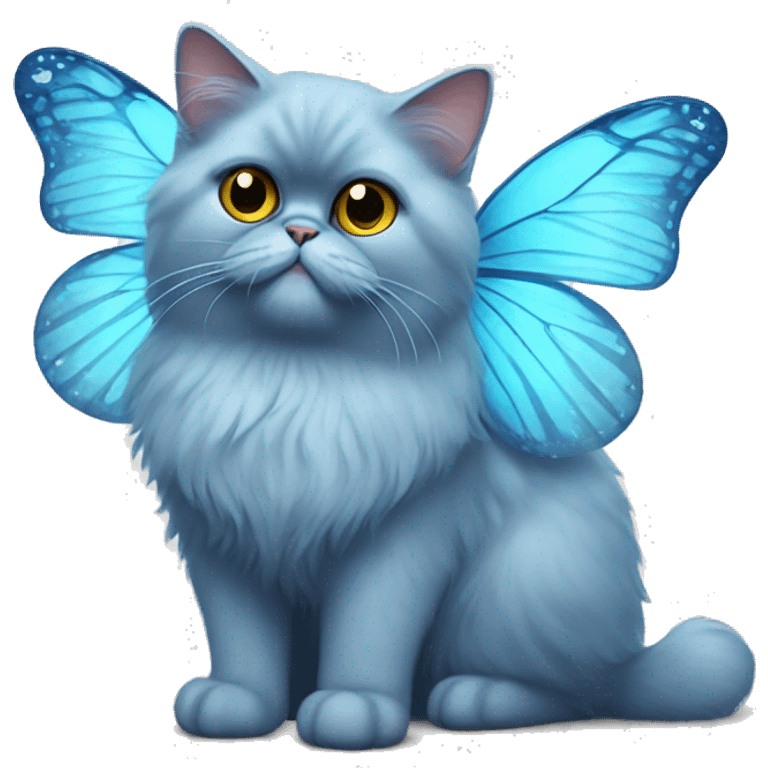 Blue Persian cat with butterfly wings emoji