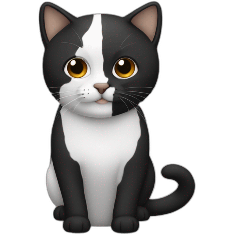 haz un hombre con un gato blanco con manchas negras en la cabeza emoji