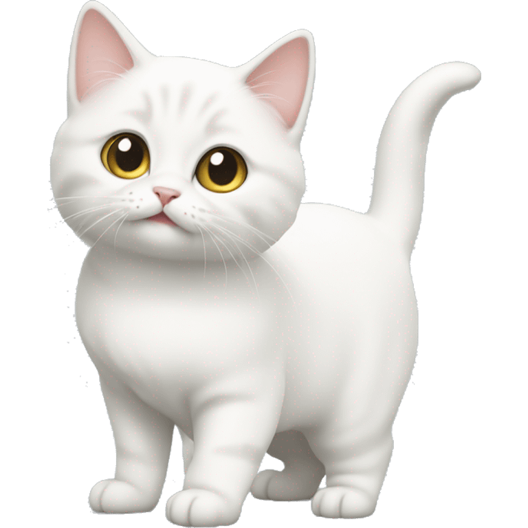 White munchkin cat standing emoji