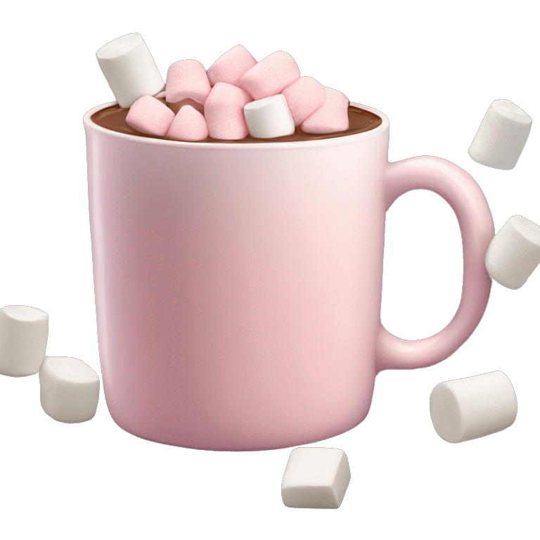 Light Pink mug of hot chocolate with marshmallows  emoji