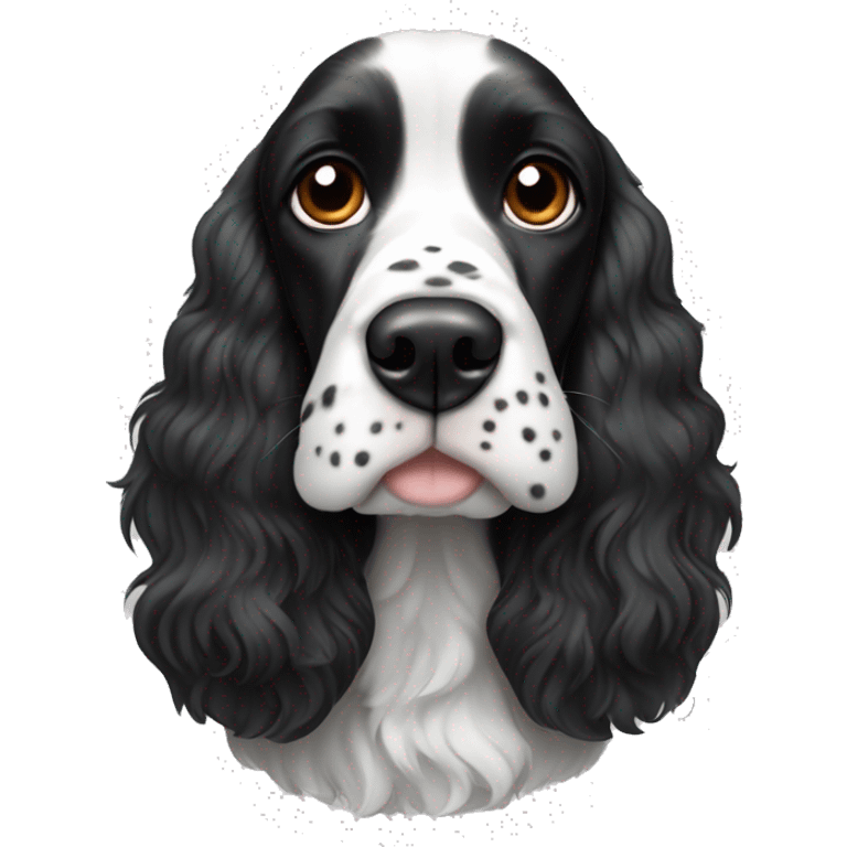 black and white english cocker spaniel eith nose spots emoji