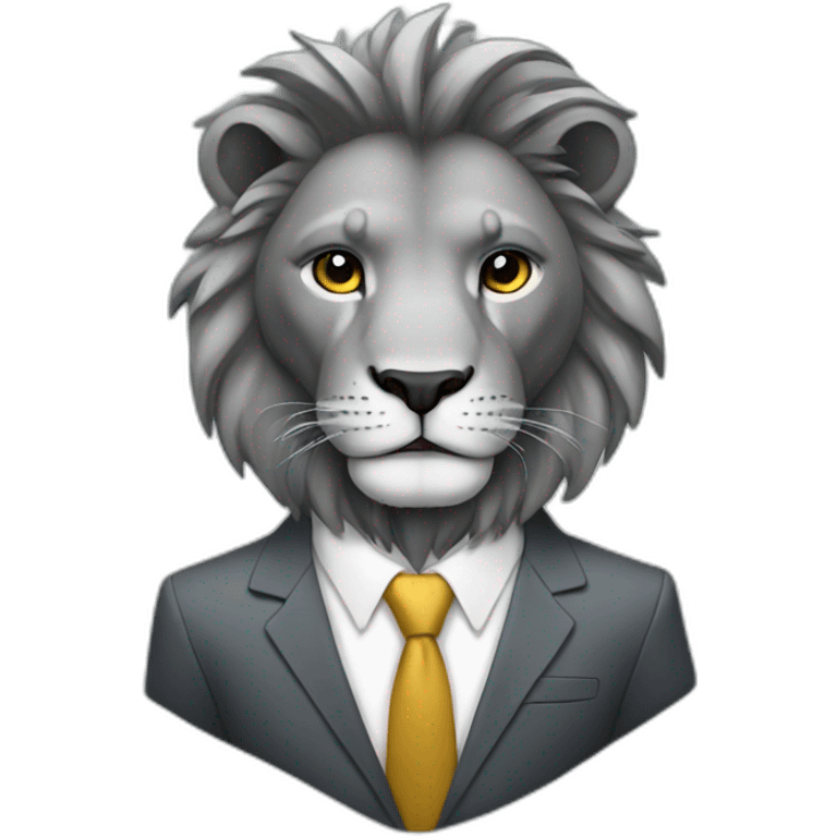 A gry Lion with suit emoji