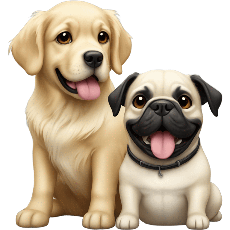 English cream golden retriever and a black french bulldog as best friends emoji