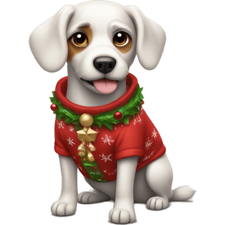 Dog wearing christmas clothes emoji