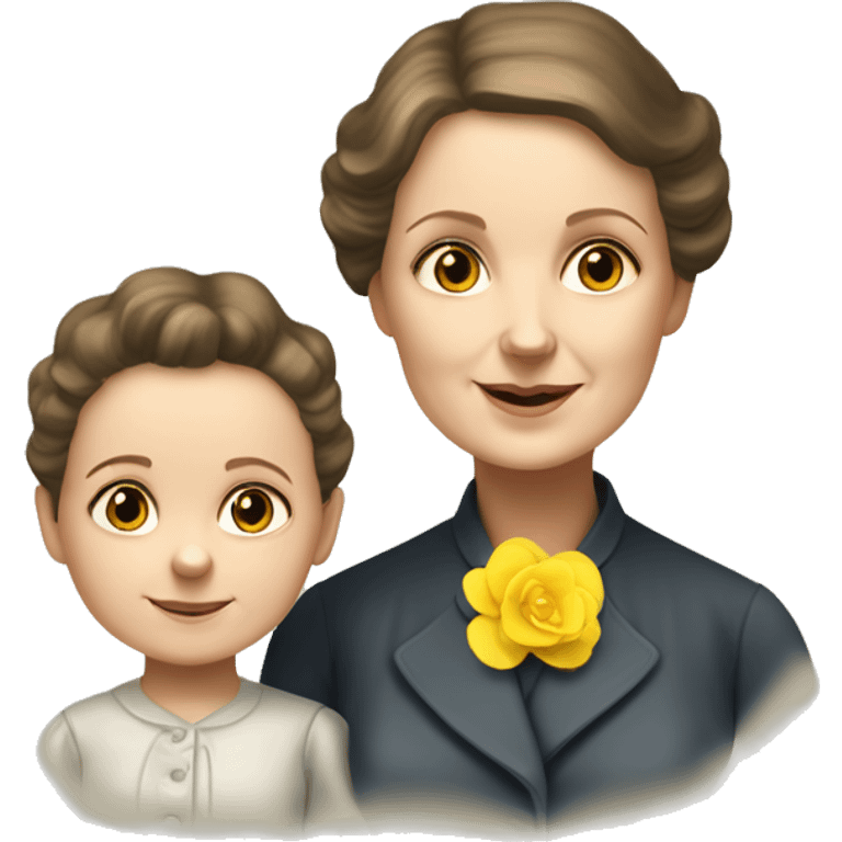 marie curie with little dother irene emoji