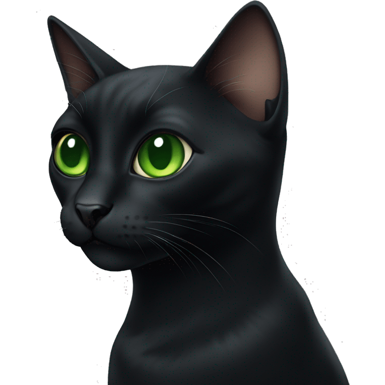 Black cat with big green eyes  emoji