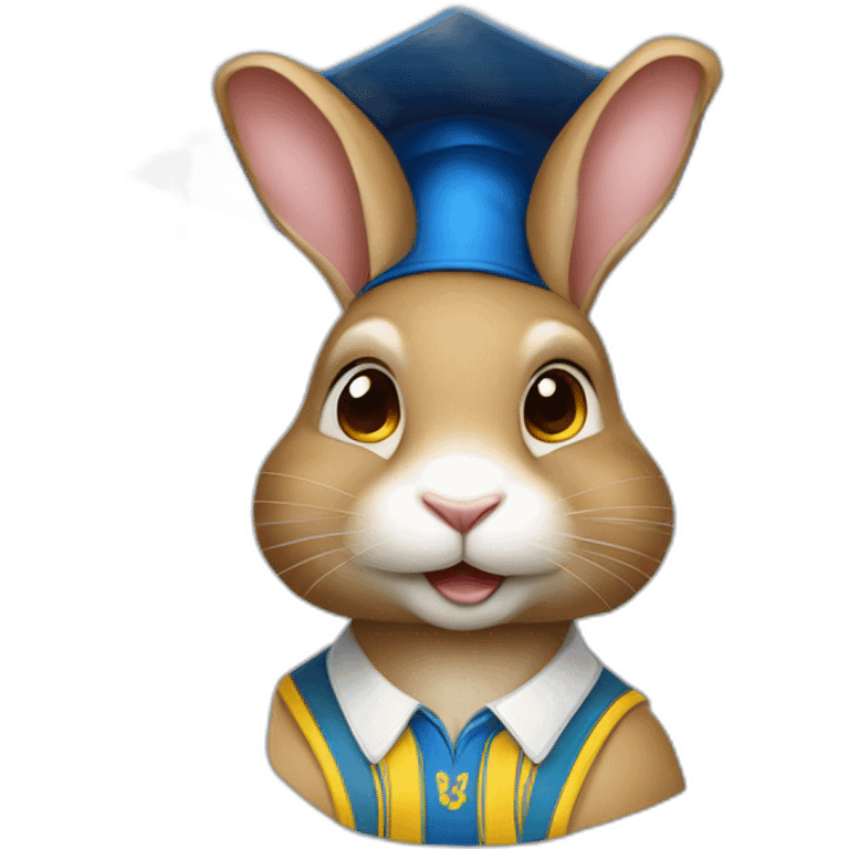 Ukrainian rabbit student in a square academic cap emoji