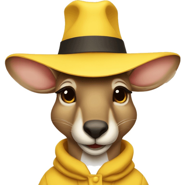 I want a kangaroo dressed in a plain yellow hat with its eyes closed, I want it with just its face emoji