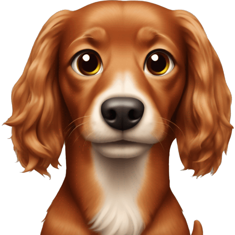 Longhaired red dachsdog with a dr pepper emoji