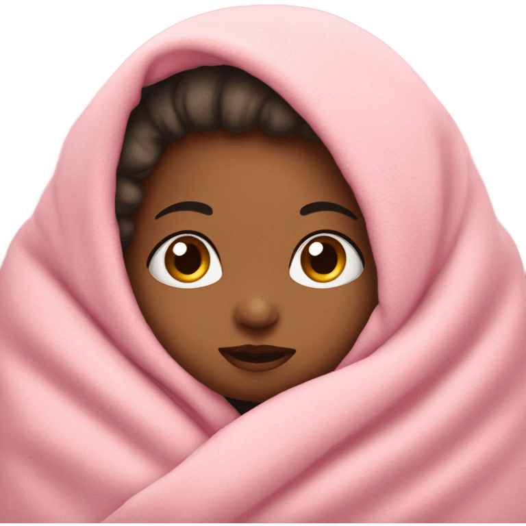 Newborn with a pink blanket and short eyelashes emoji