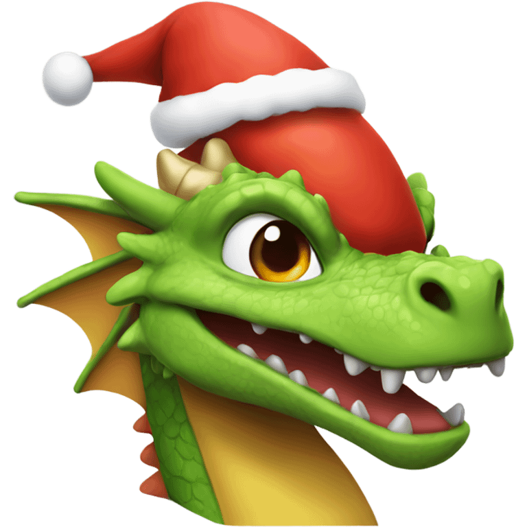 dragon with a santa hat smiling emoji