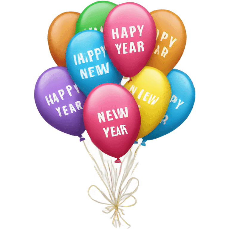 Balloons with text happy New Year emoji