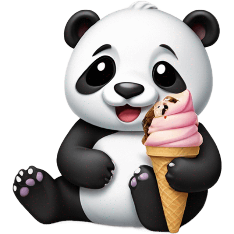 Panda eating ice cream emoji