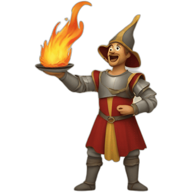 medieval fireeater acting for audience, torso, without the audience emoji