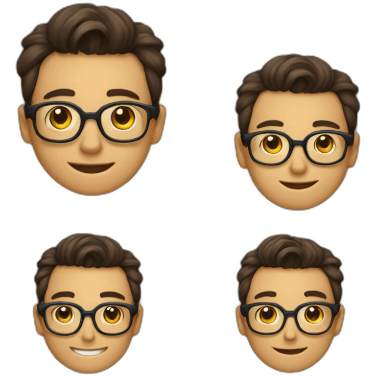 Corentin, jeune garçon, lunette en or, cheveux un peu boucler et brun emoji