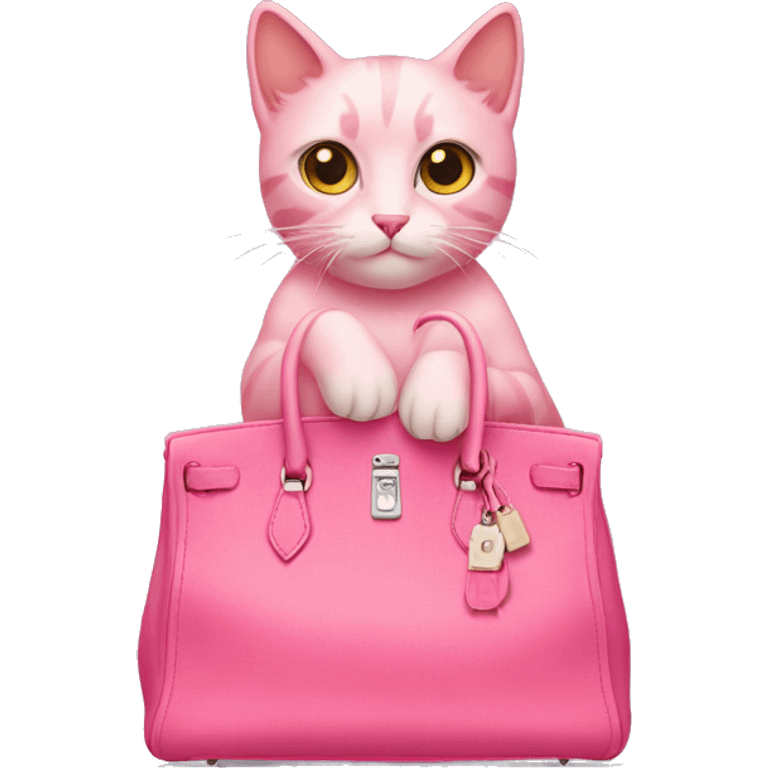 Pink cat with a birkin emoji