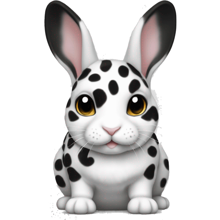 black and white spotted female mini rex rabbit emoji