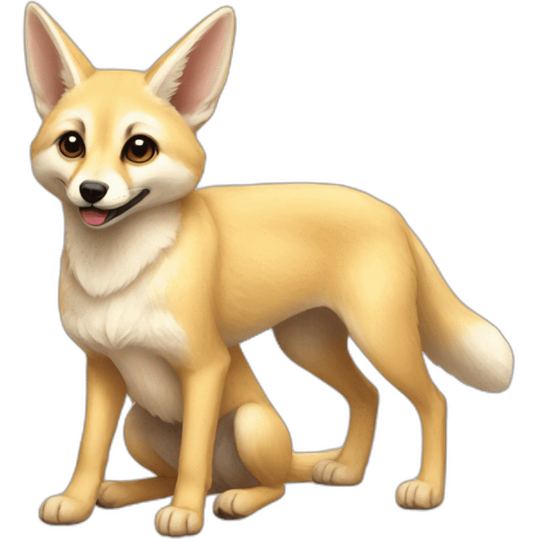 A fennec and a labrador playing emoji