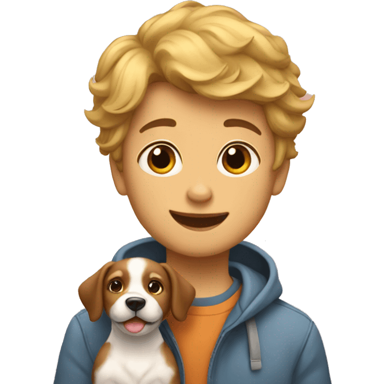 A boy with a puppy emoji